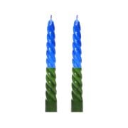 2'li Mavi-Yeşil Burgulu Şamdan Mum Seti