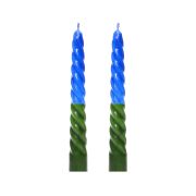 2'li Mavi-Yeşil Burgulu Şamdan Mum Seti