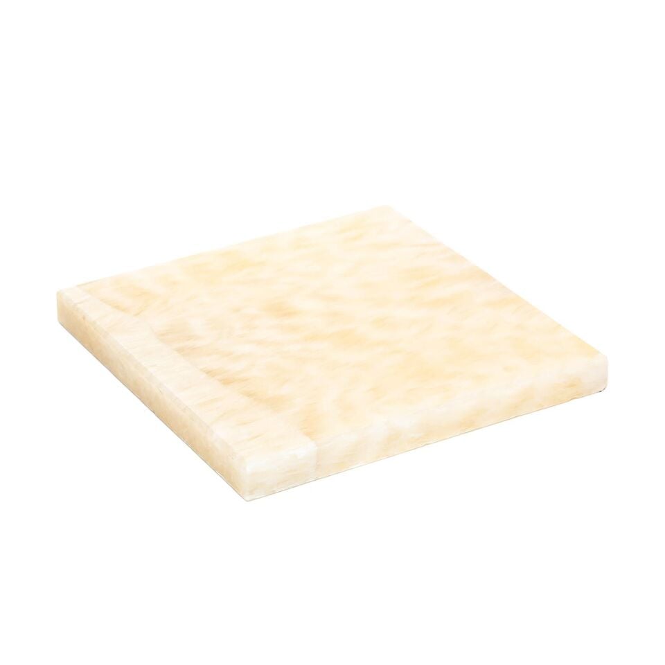 Dekoratif Sunumluk Beyaz Dalgalar Doğal Mermer Taş - 20x20 cm