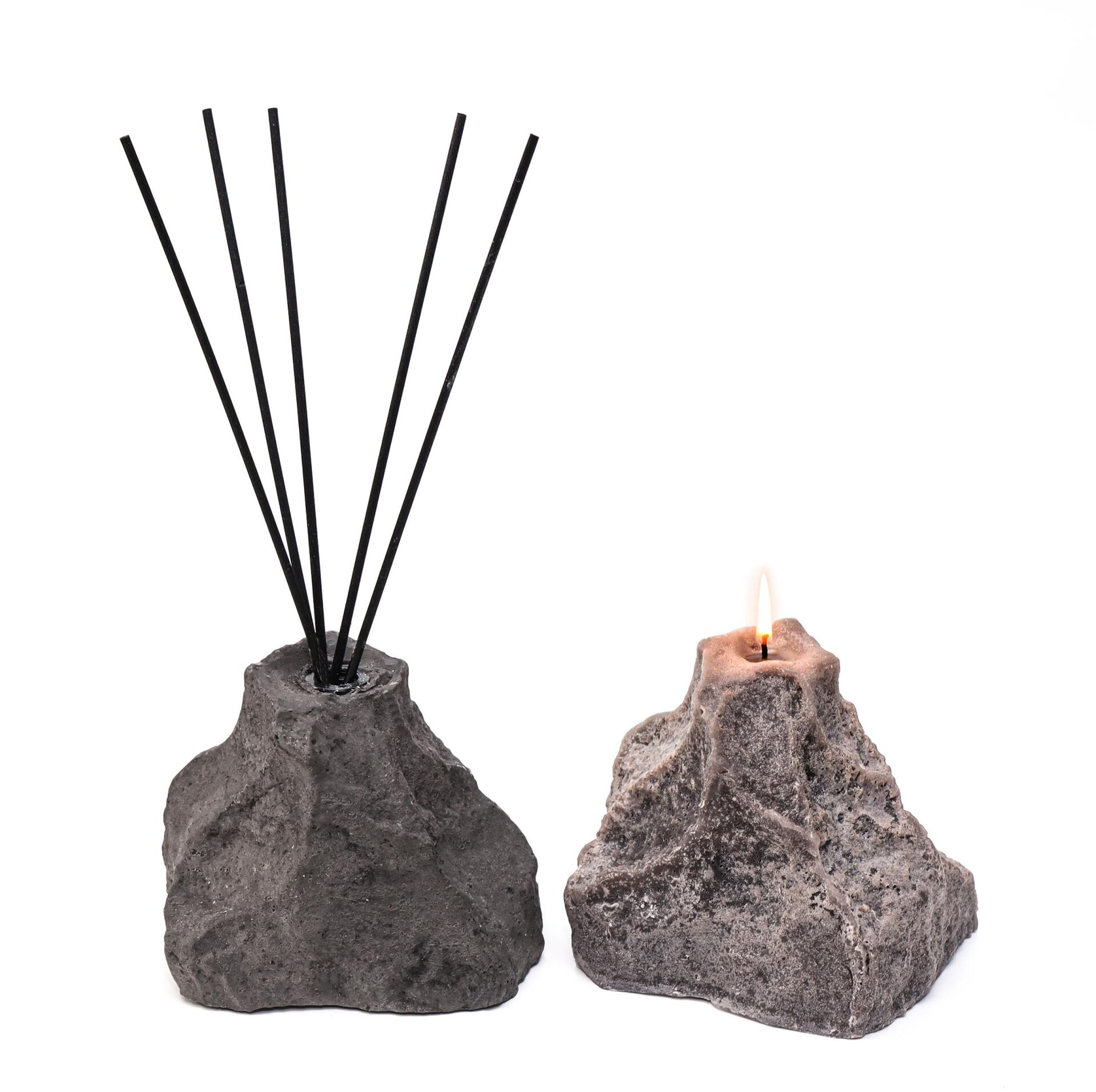 Missi Gri Doğal Kaya Taşı Patchouli Oda Kokusu ve Mum Seti