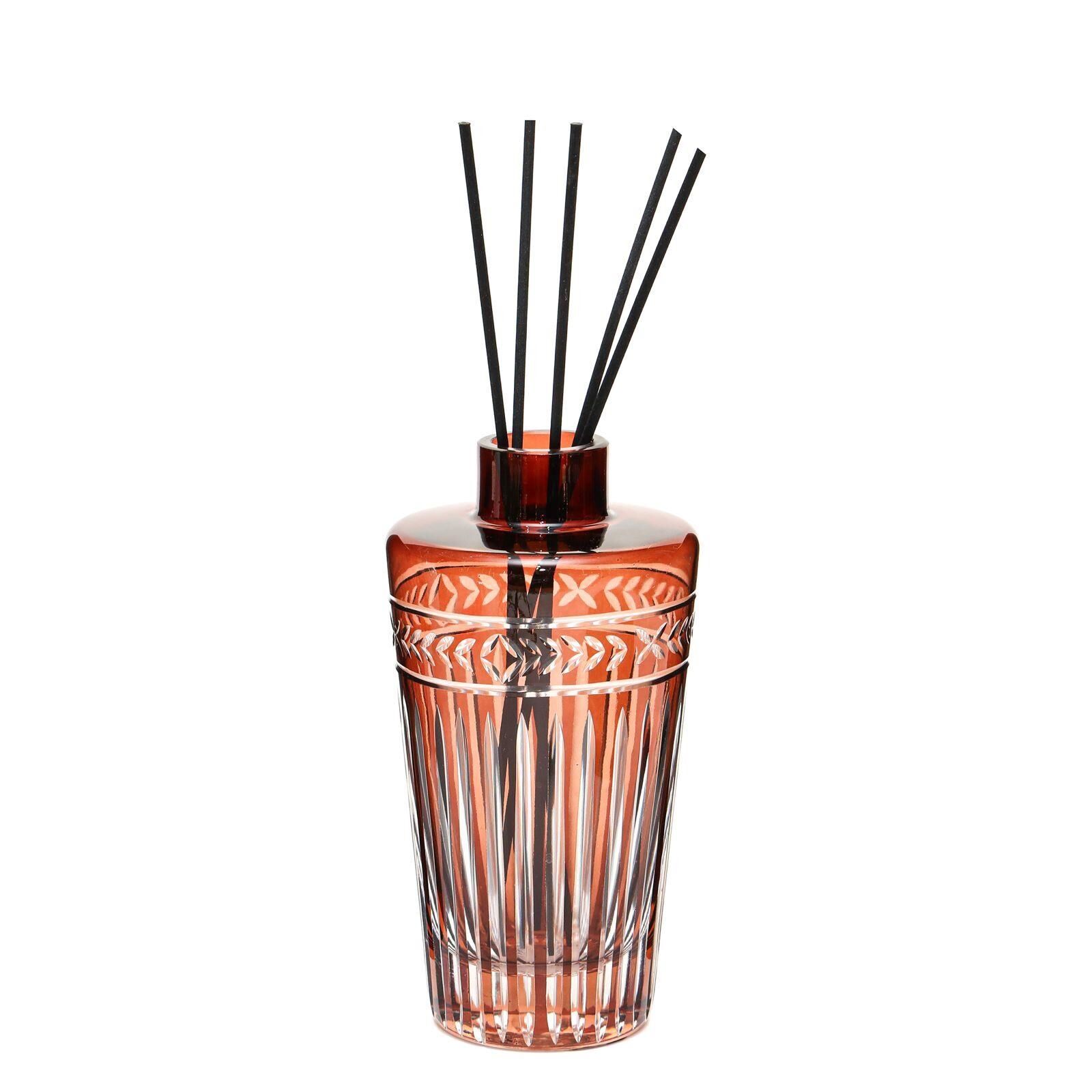 Kahverengi Kristal Kesme Cam Şişe Dark Amber Oda Kokusu (23 cm)