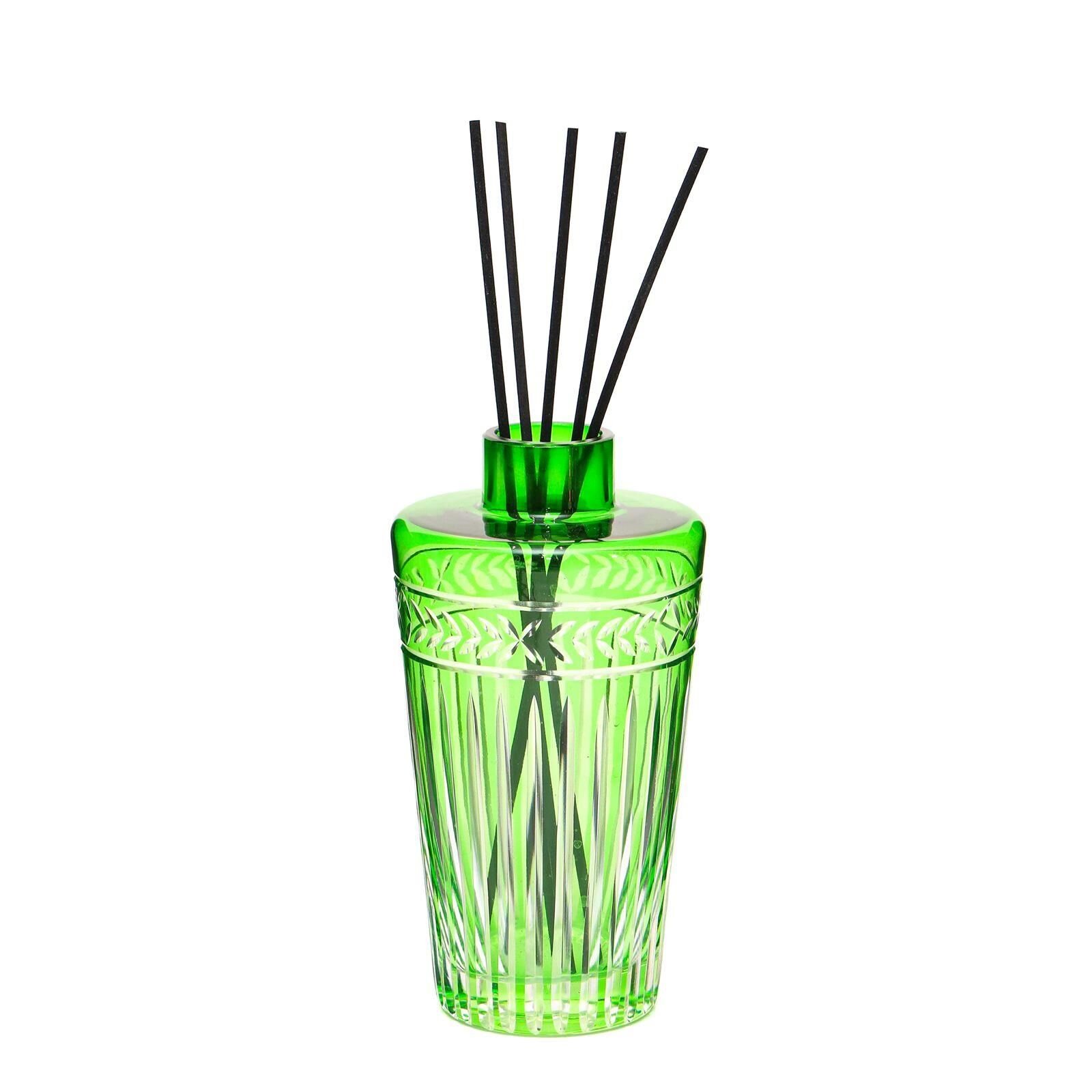 Yeşil Kristal Kesme Cam Şişe Oud Vanilya Oda Kokusu (23 cm)