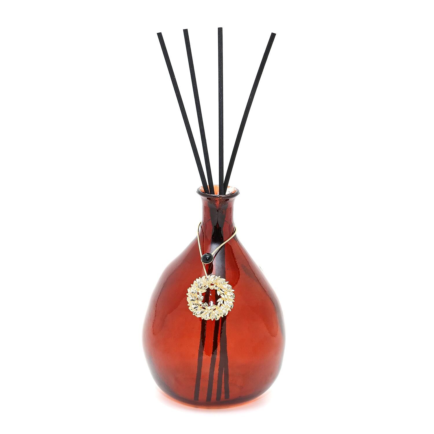 Altın Kapmala Broşlu Kahverengi Cam Şişe Dark Amber Oda Kokusu