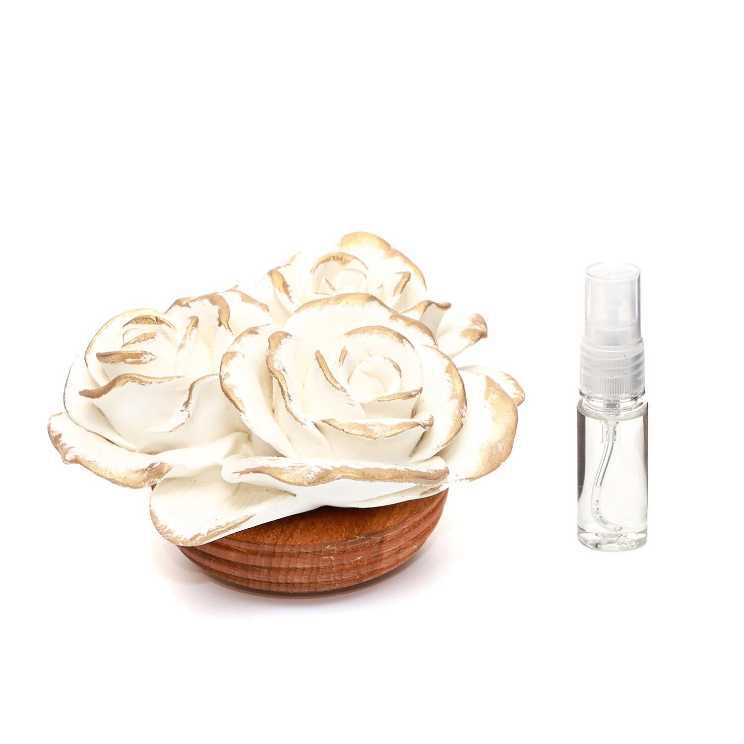 Gold Detaylı Rosewood Kokulu Büyük Seramik Gül Buketi