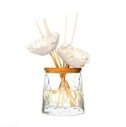 Kristal Cam Şişe Ekru Seramik Taşlı Bambu Çubuklu Dark Amber Oda Kokusu