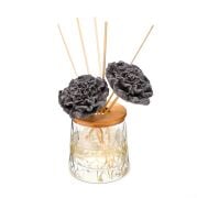 Kristal Cam Şişe Gri Seramik Taş Bambu Çubuklu Black Vanilya Oda Kokusu