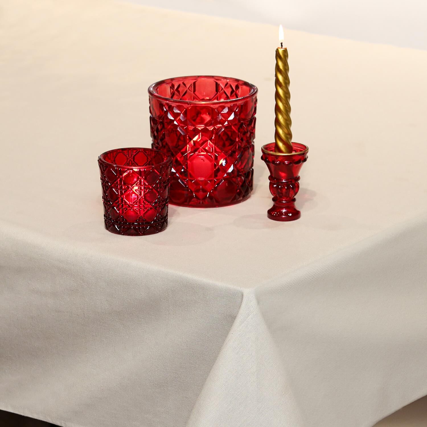 Ekru Pamuklu Masa Örtüsü (140x180)