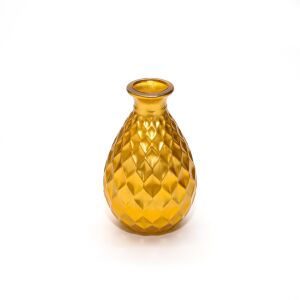 Gold Baklava Kabartmalı Cam Vazo (12 cm)