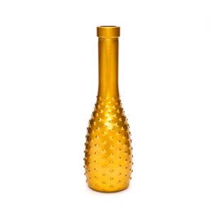 Gold İnce Kabartmalı Cam Vazo (26 cm)
