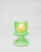 MİSSİ AYAKLI YEŞİL CAM MUMLUK VE TEALIGHT SETİ