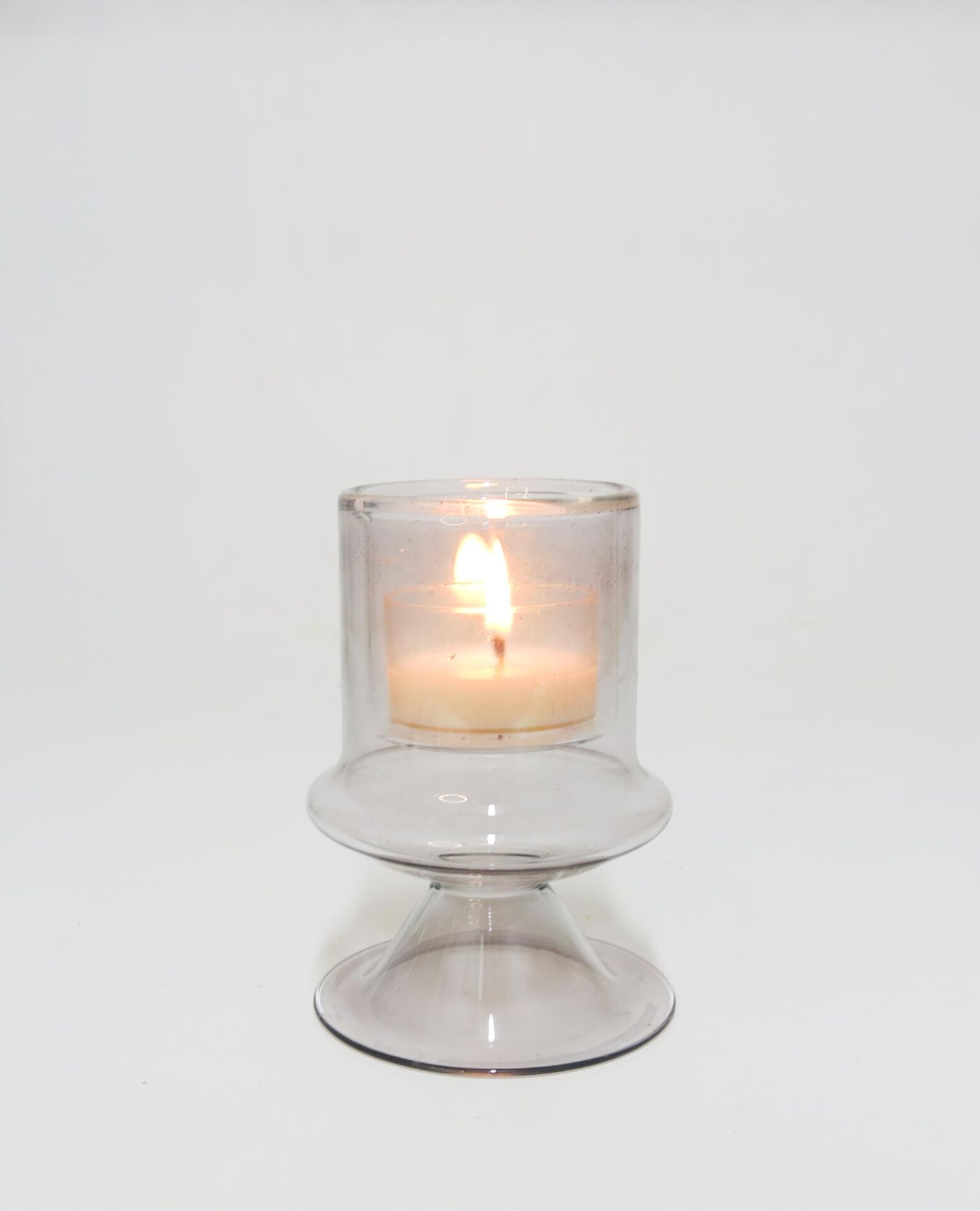 MİSSİ AYAKLI SİYAH CAM MUMLUK VE TEALIGHT SETİ