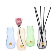 El Yapımı Üfleme Boğumlu Mavi Cam Vazo (17 cm)