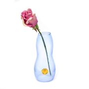 El Yapımı Üfleme Boğumlu Mavi Cam Vazo (17 cm)