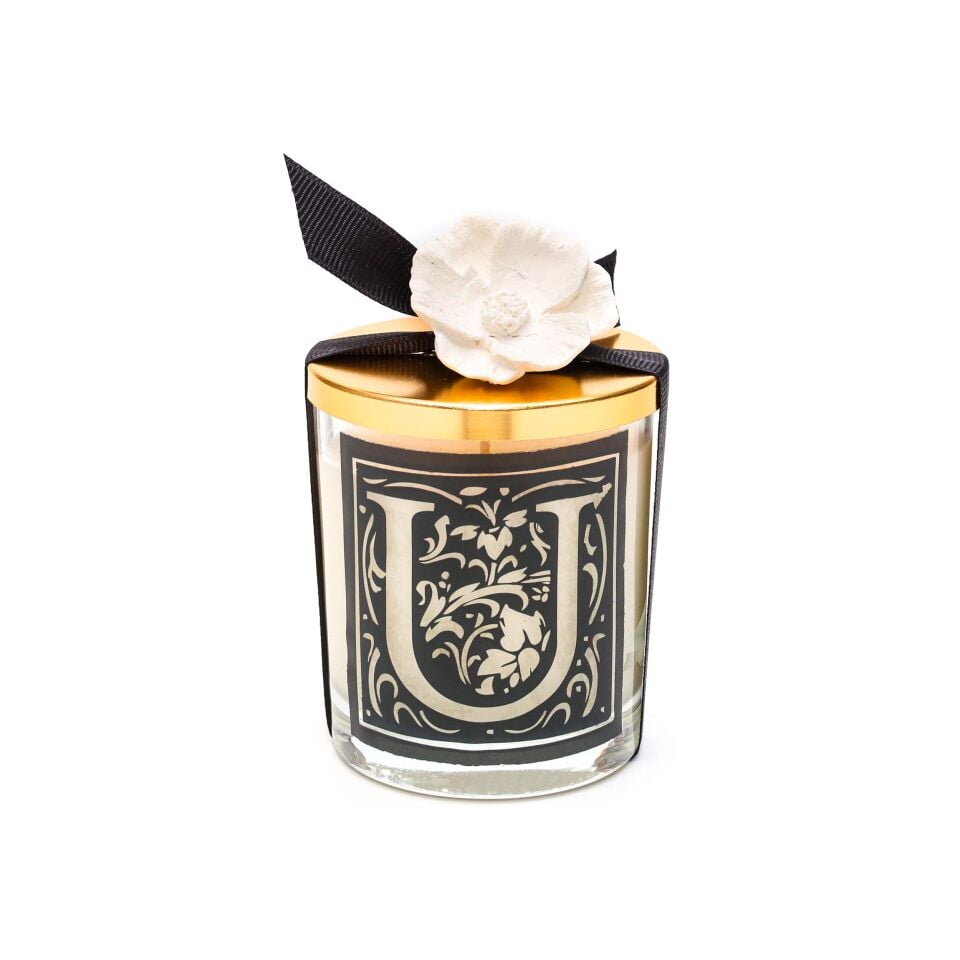 Kişiye Özel U Harfi Yasemin Sandal Vegan Mum(140 gr)