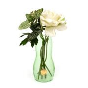 El Yapımı Üfleme Boğumlu Yeşil Cam Vazo (17 cm)