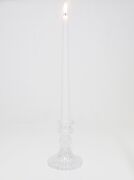 10 cm Rölyef Kabartmalı Kristal Cam Şamdan Mumluk ve Mum Seti