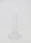 15 cm Rölyef Kabartmalı Kristal Cam Şamdan Mumluk ve Mum Seti