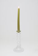 20 cm Gold Boyunlu Rölyef Kabartmalı Kristal Şamdan Mumluk ve Mum Seti