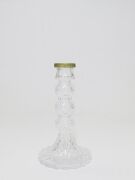 20 cm Gold Boyunlu Rölyef Kabartmalı Kristal Şamdan Mumluk ve Mum Seti