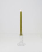 10 cm Gold Boyunlu Rölyef Kabartmalı Kristal Şamdan Mumluk ve Mum Seti