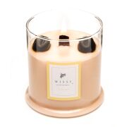 Büyük Üfleme Cam Ahşap Fitilli Coffe Latte Vegan Mum (380 GR)