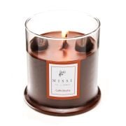 Büyük Üfleme Cam Ahşap Fitilli Coffe Mocha Vegan Mum (380 gr)