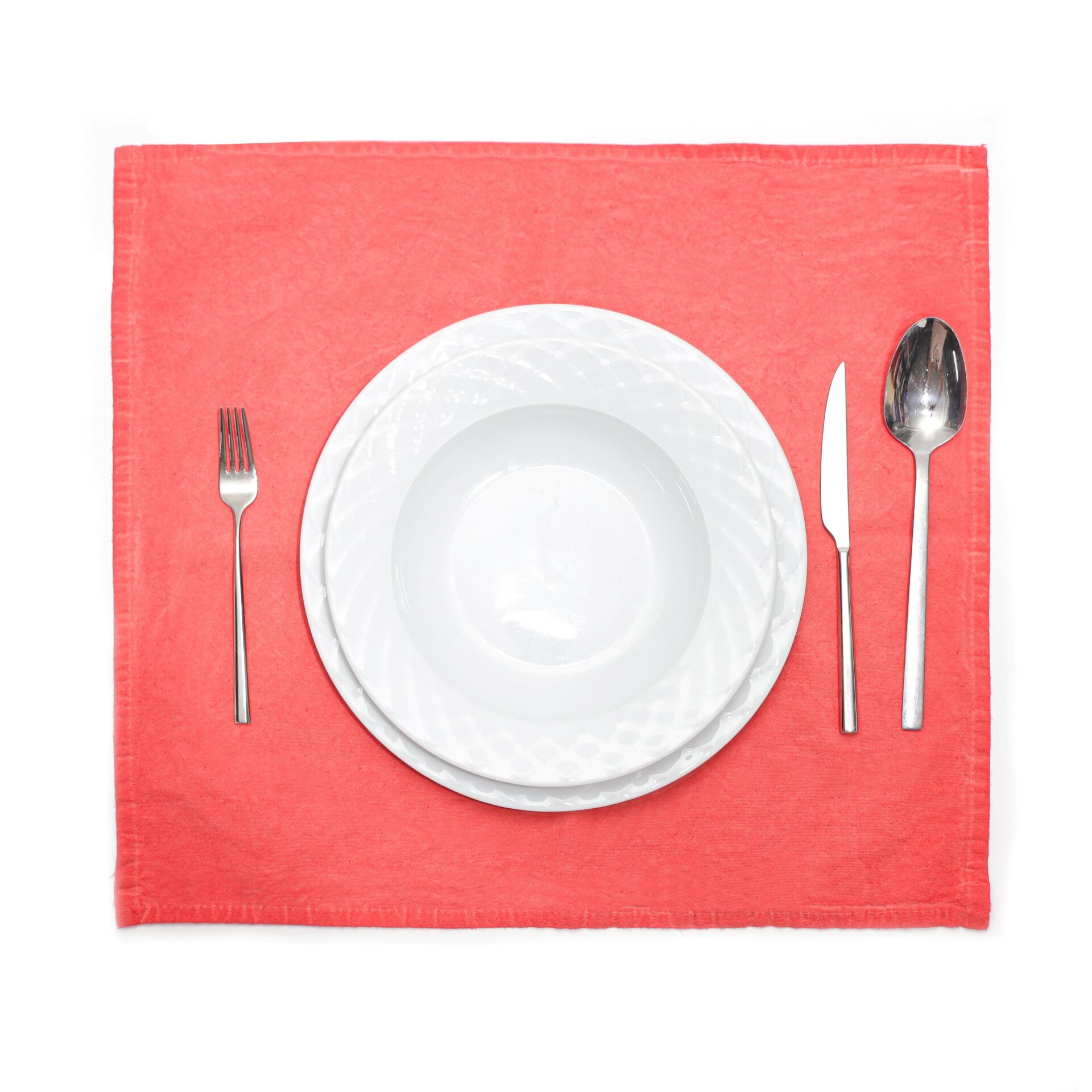 Taşlanmış Mercan Denim Pamuk Amerikan Servisi - 2'li Set