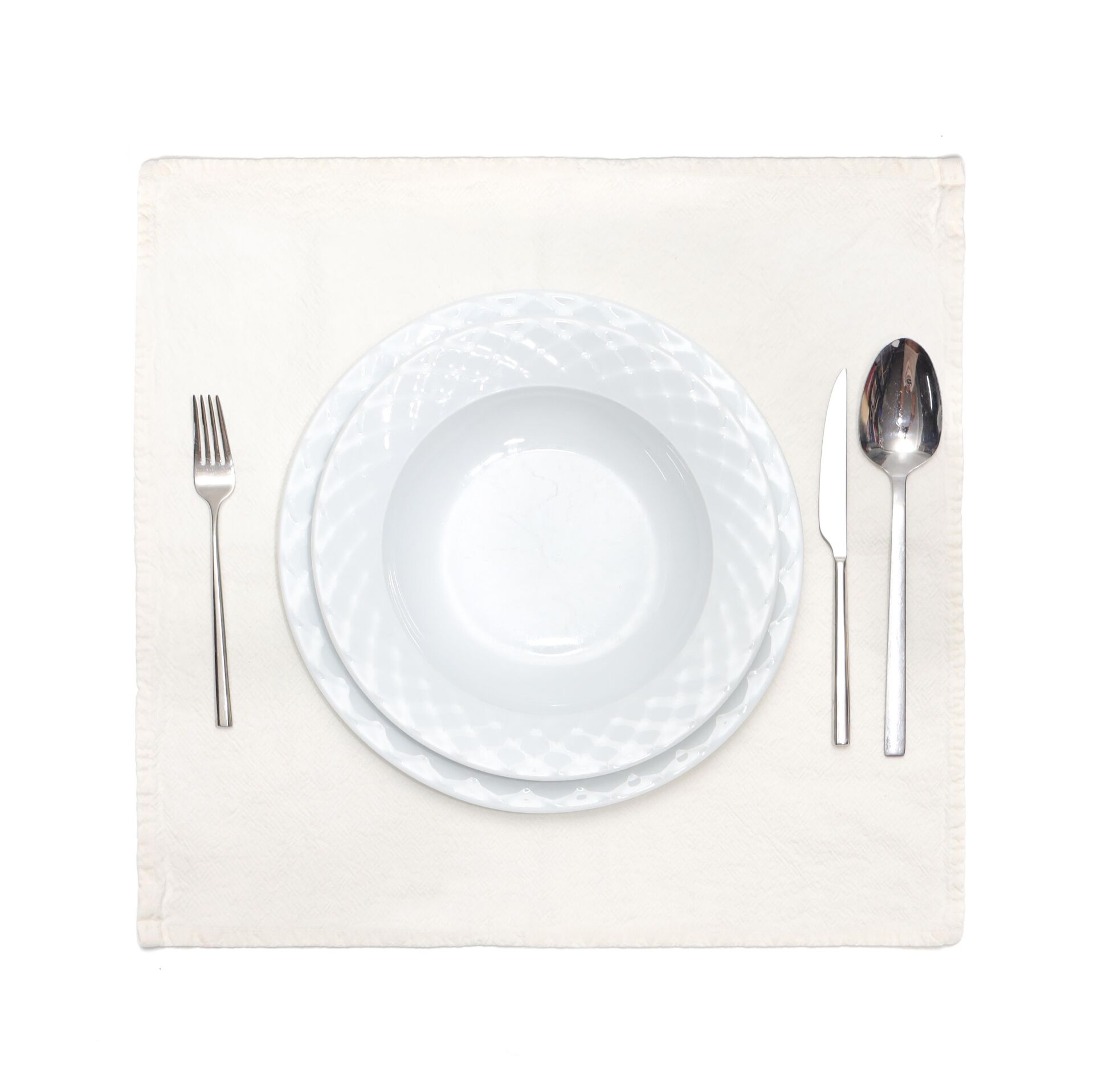 Taşlanmış Ekru Denim Pamuk Amerikan Servisi- 2'li Set