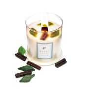 Büyük Üfleme Cam Ahşap Fitilli  Chai Tea Latte Vegan Mum (380 gr)