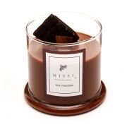 Üfleme Cam Ahşap Fitilli Hot Chocolate Vegan Mum(140 gr)