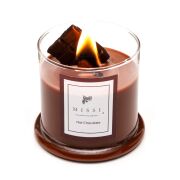 Üfleme Cam Ahşap Fitilli Hot Chocolate Vegan Mum(140 gr)