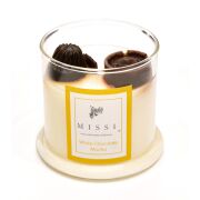 Üfleme Cam Ahşap Fitilli White Chocolate Mocha Vegan Mum(140 gr)