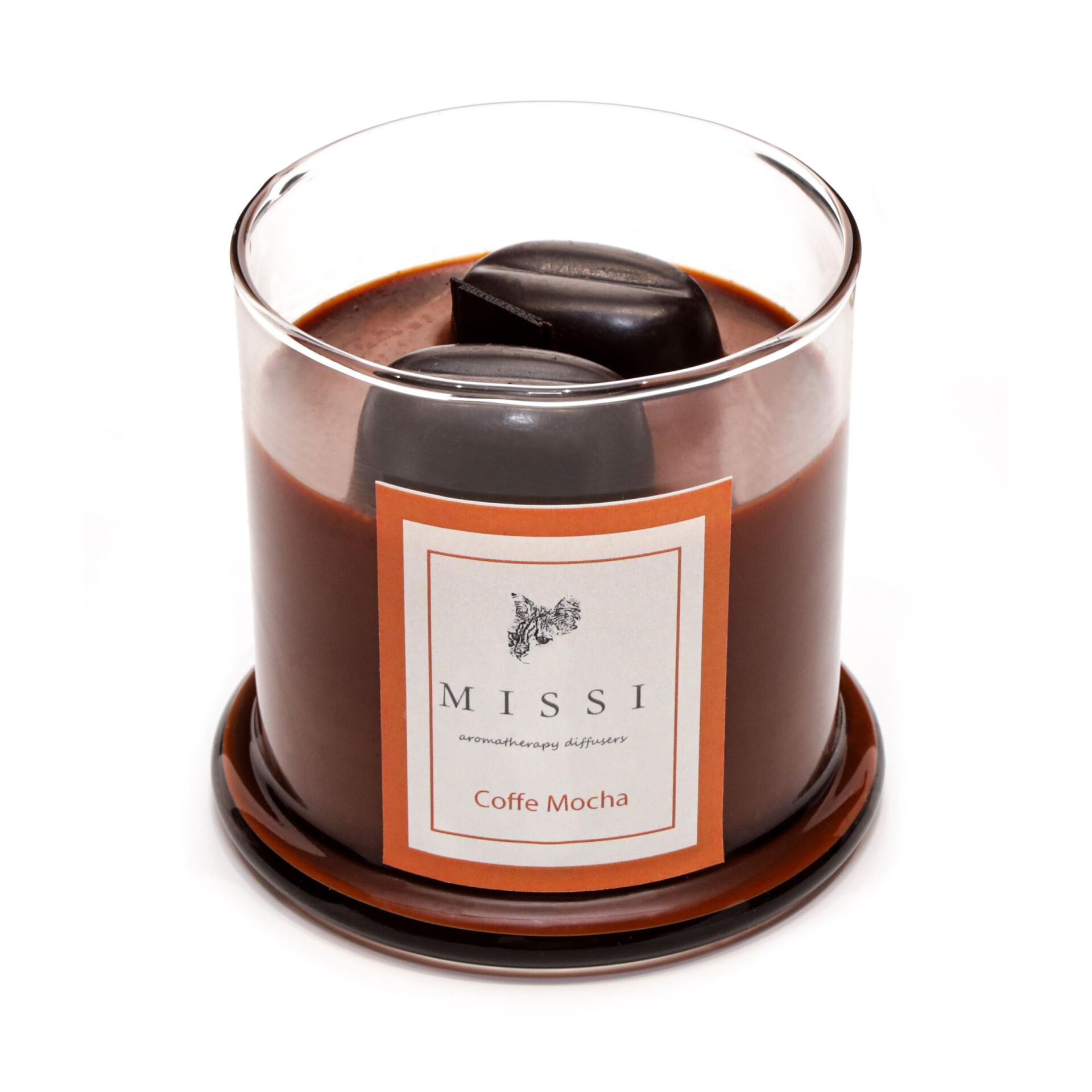 Üfleme Cam Ahşap Fitilli Coffe Mocha Vegan Mum(140 gr)