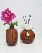 MİSSİ XL KAHVERENGİ DEKORATİF TOP CAM ŞİŞE  GOLD TAŞLI DARK AMBER ODA KOKUSU