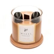 Üfleme Cam Ahşap Fitilli Coffe Latte Vegan Mum(140 gr)