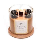 Üfleme Cam Ahşap Fitilli Coffe Latte Vegan Mum(140 gr)