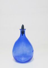 Büyük Amorf Cam Şişe Yağdanlık/Sosluk MAVİ