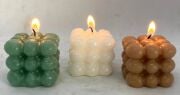 MİSSİ 3'LÜ YEŞİL-EKRU-KARAMEL BUBBLE MUM SETİ