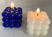 MİSSİ 2Lİ MAVİ-EKRU BUBBLE MUM SETİ