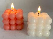 MİSSİ 2Lİ PEMBE-EKRU BUBBLE MUM SETİ