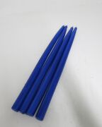 4 adet Saks Mavisi Uzun Şamdan Mum Seti (42 CM)