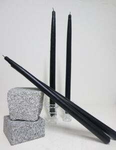 4 Adet Siyah Uzun Şamdan Mum Seti (42 CM)