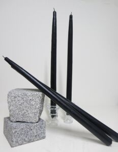 4 Adet Siyah Uzun Şamdan Mum Seti (42 CM)