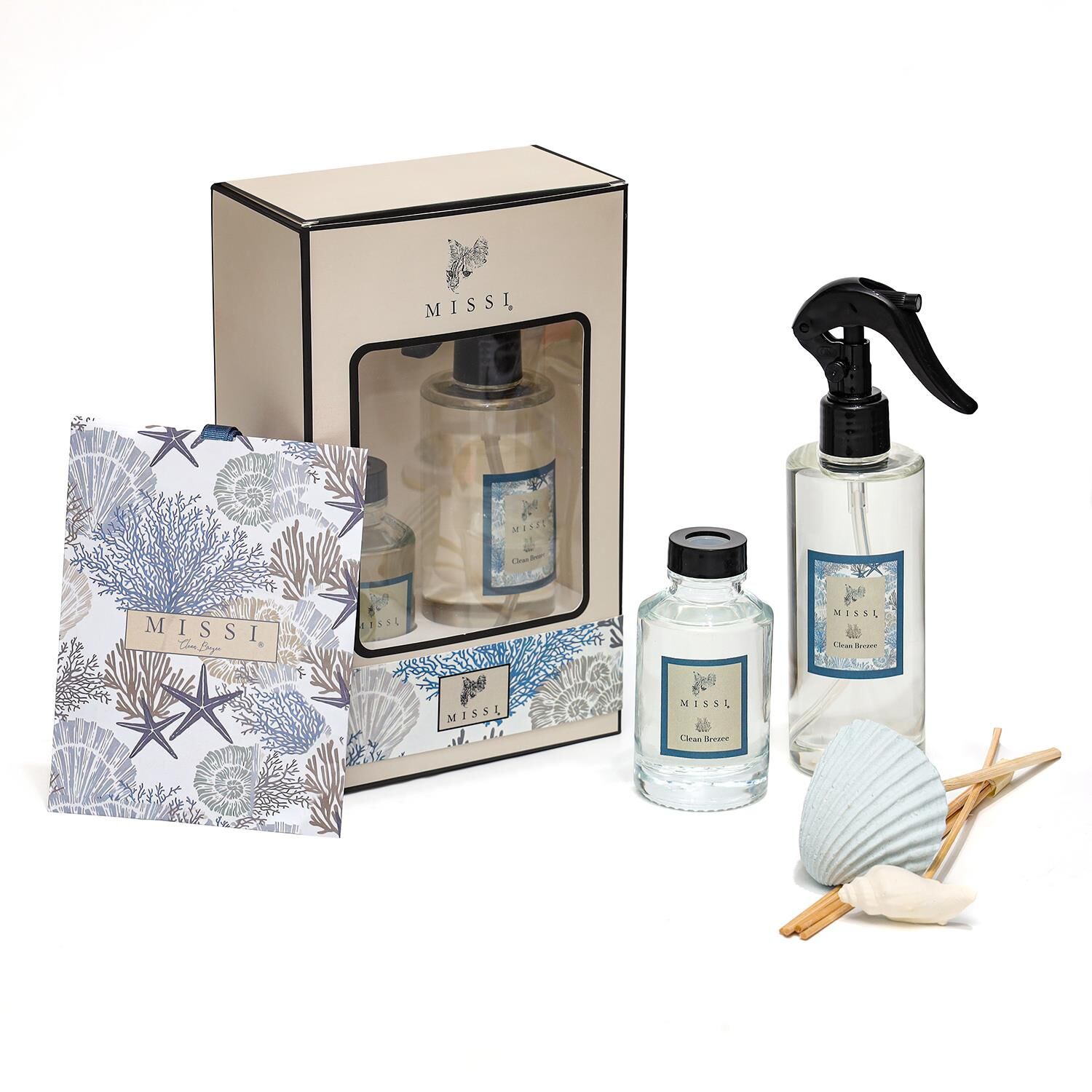 Clean Breeze Hediye Seti (Oda kokusu-Oda spreyi-Kokulu zarf)