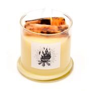 Üfleme Cam Ahşap Fitilli Palo Santo Vegan Mum(140 gr)