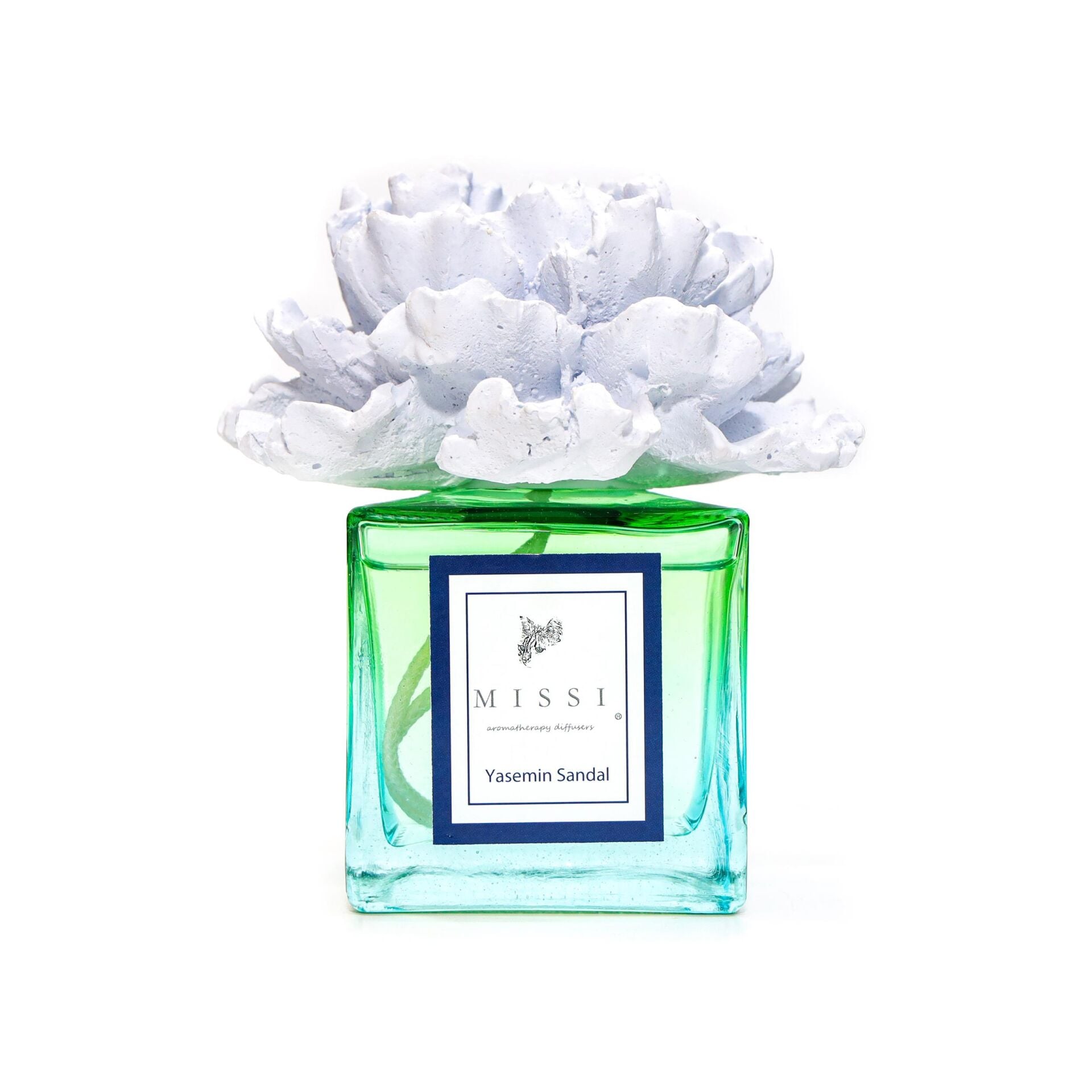 220 cc Degrade Mavi Şişe Çiçek Seramik Taşlı Yasemin Sandal Oda Kokusu