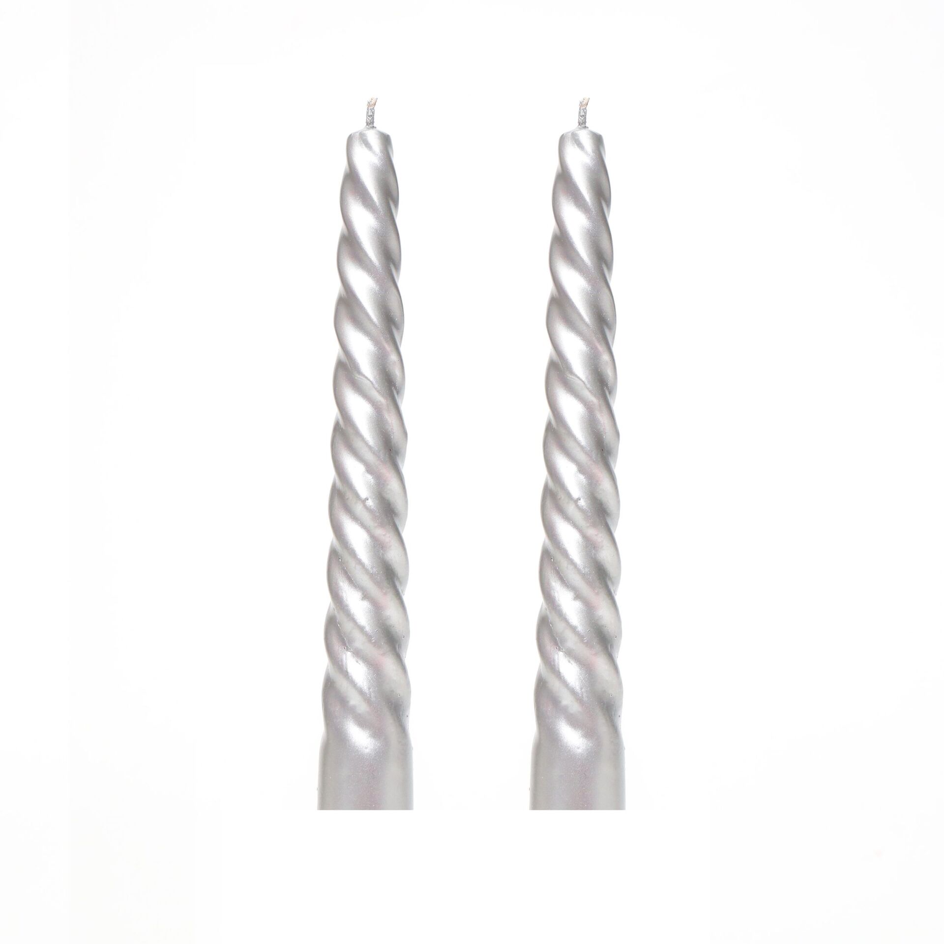 2'li Gümüş Burgulu Şamdan Mum Seti