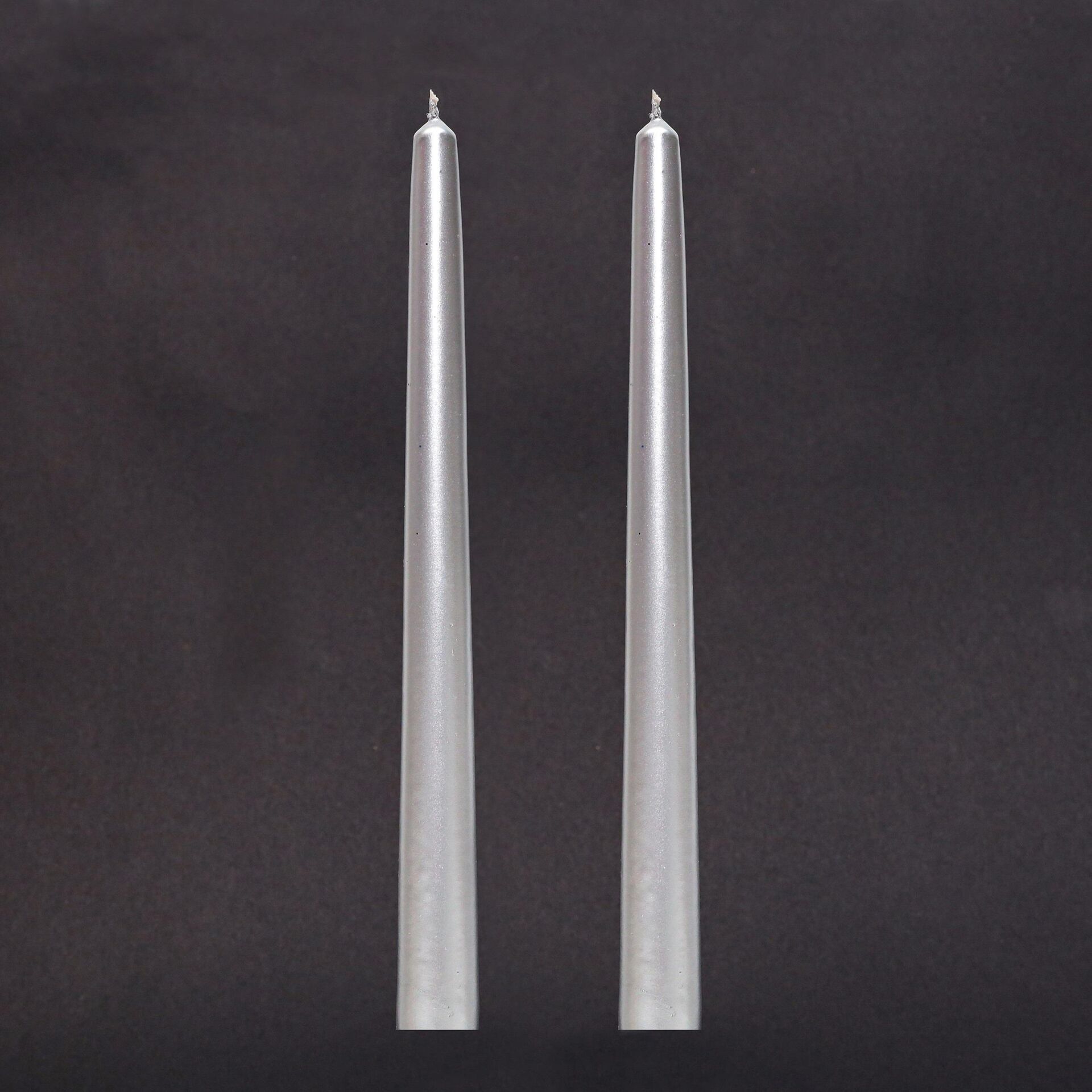 2'li Gümüş Konik Şamdan Mum Seti