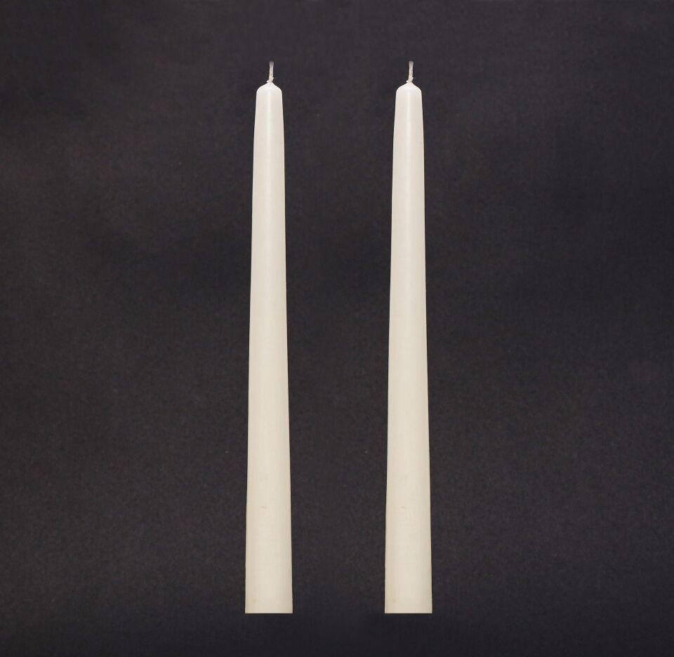 2 adet Ekru Uzun Şamdan Mum Seti (42 cm)