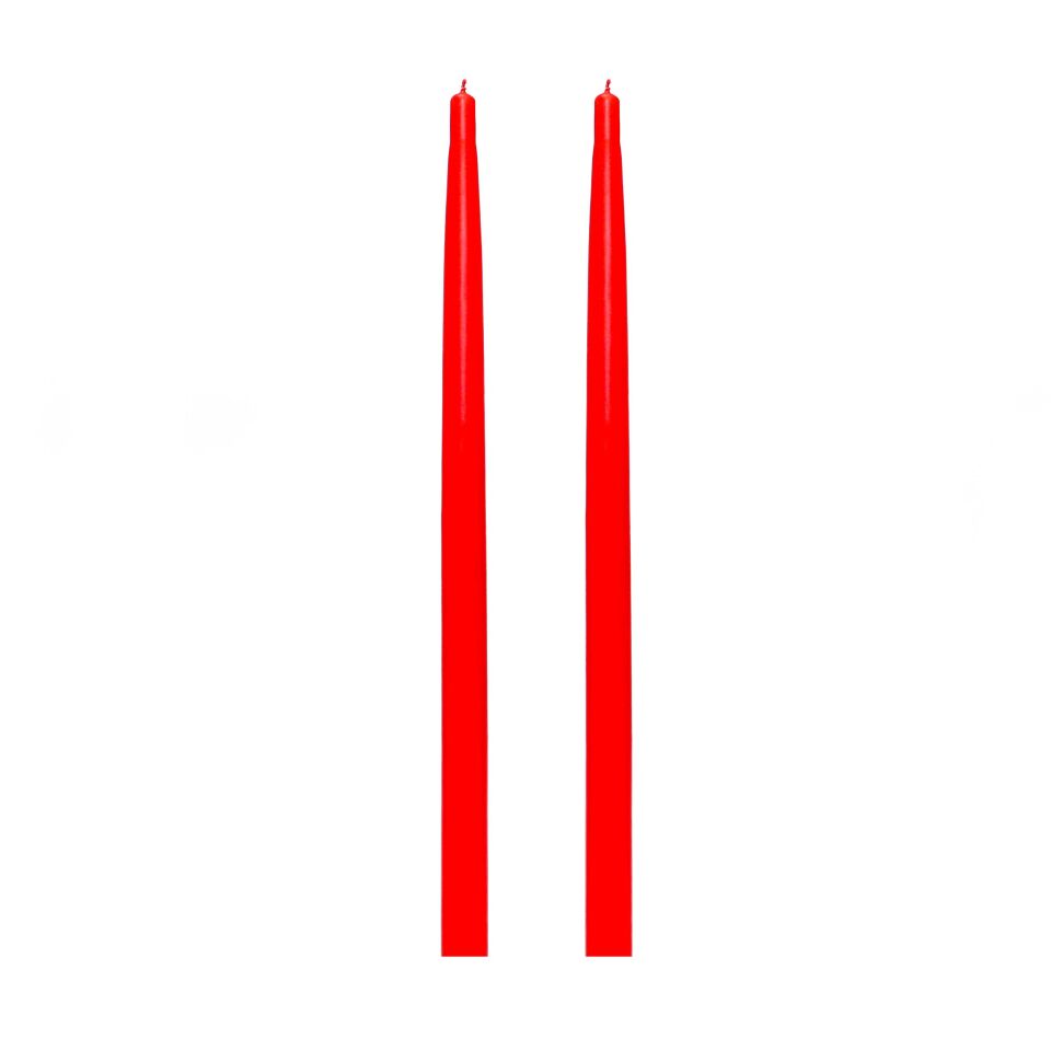 2 adet Kırmızı Uzun Şamdan Mum Seti (42 cm)